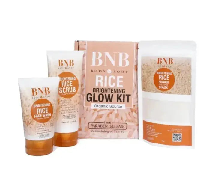 3 in 1 Brightening Glow Kit Rice Scrub Face Wash + Mask Taha Collection